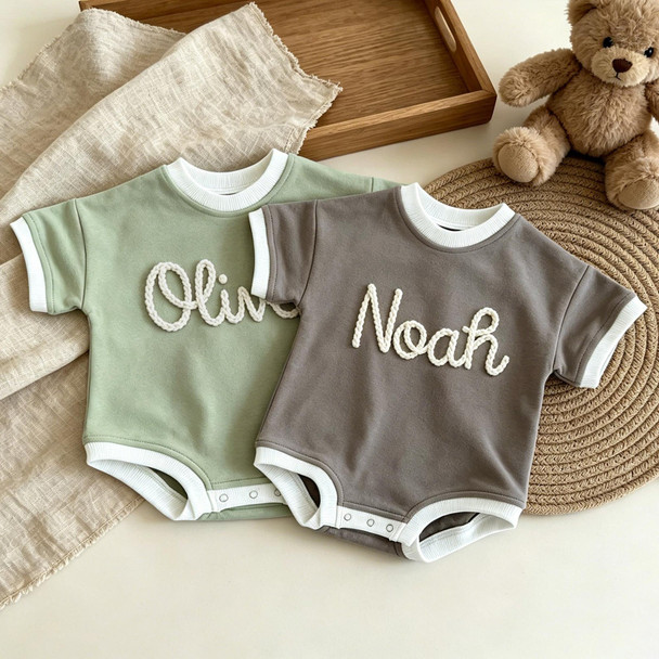 Personalized Baby Shirt with Name, Custom Baby Bubble Romper, Newborn Short Sleeve Outfit