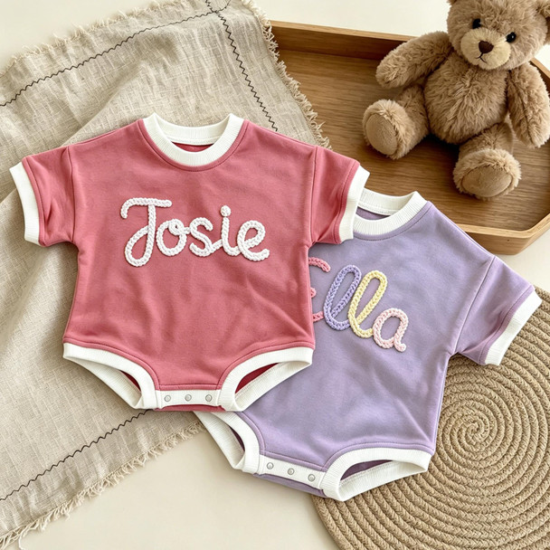 Personalized Baby Shirt with Name, Custom Baby Bubble Romper, Newborn Short Sleeve Outfit