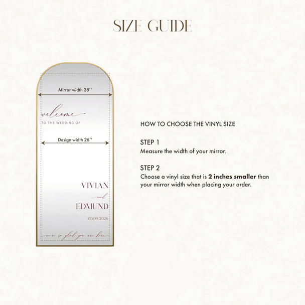 Wedding Decal, Mirror Sticker, Minimalist Welcome Sign, Custom Vinyl Lettering