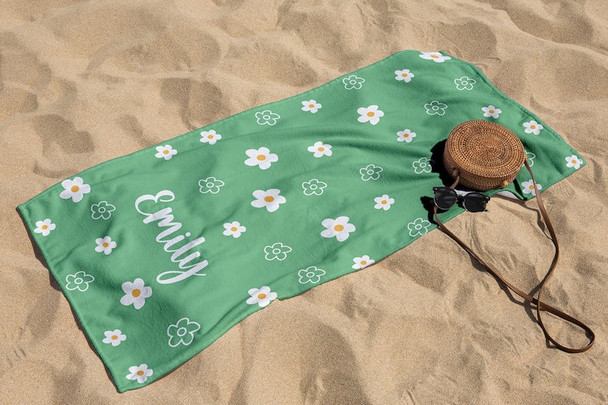 Daisy Custom Beach Towel, Groovy Personalized Pool Towel, Bachelorette Bridesmaid Gifts