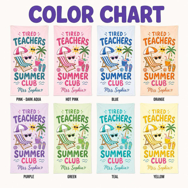 Personalized Teacher Beach Towel, Custom Name Summer Club Towel, End of Year Teacher Gift