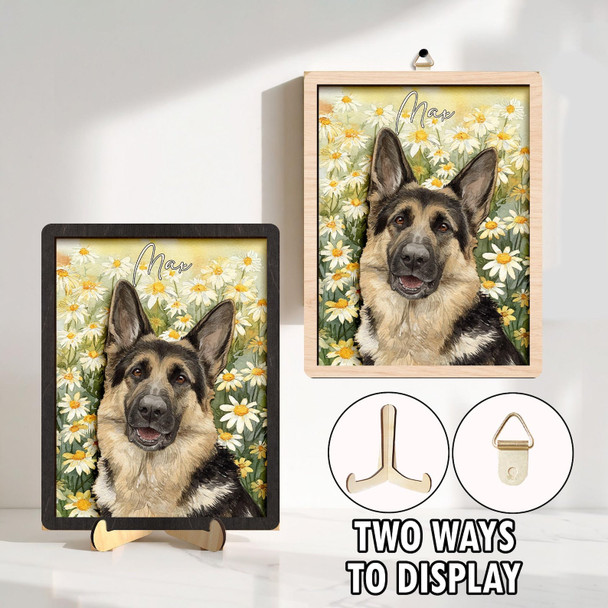 Personalized Pet Memorial Frame With Collar Holder, 3D Memorial Pet Floral Collar Holder Sign