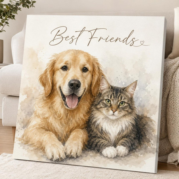 Custom Pet Portrait Photo Canvas, Personalized Memorial Wall Art