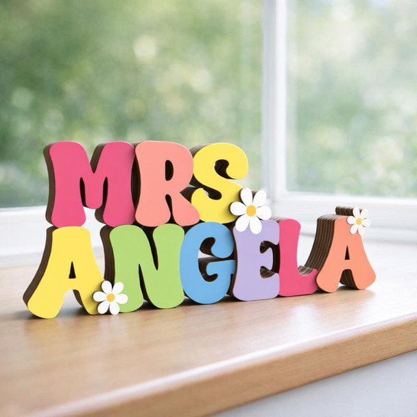 Custom Teacher Name Sign, Teacher Name Name Plaque & Stand, Teacher Sign For Desk