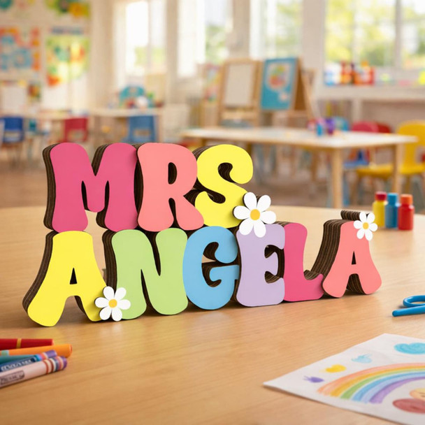 Custom Teacher Name Sign, Teacher Name Name Plaque & Stand, Teacher Sign For Desk