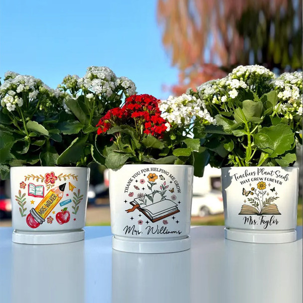 Thank You Gift for Teacher Appreciation, Thank You for Helping Me Grow Personalized Teacher Pot