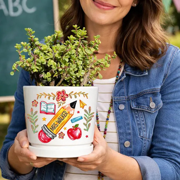 Thank You Gift for Teacher Appreciation, Thank You for Helping Me Grow Personalized Teacher Pot