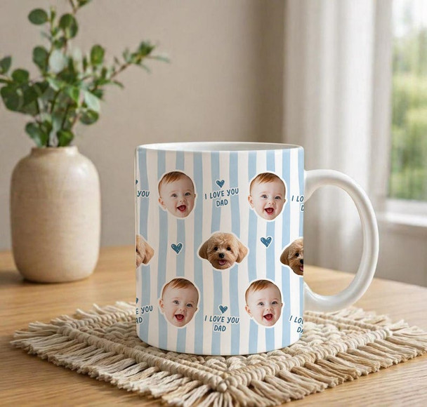 Custom Baby Photo Retro Mug, Best Dad Ever Personalized Father's Day Gift