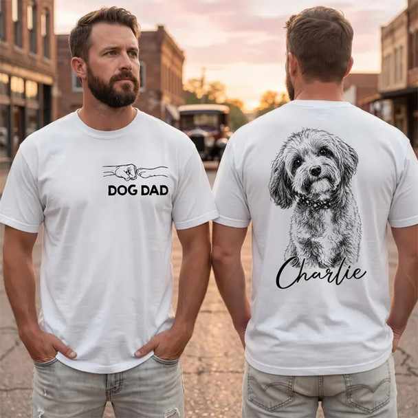 Personalized Dog Dad T-Shirt a?? Custom Pet Photo & Name