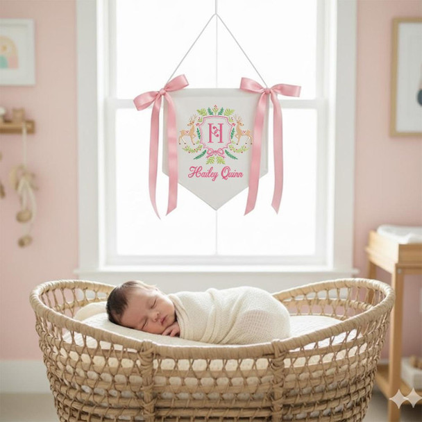 Custom Baby Banner  Welcome Baby , Baby Shower Wreath