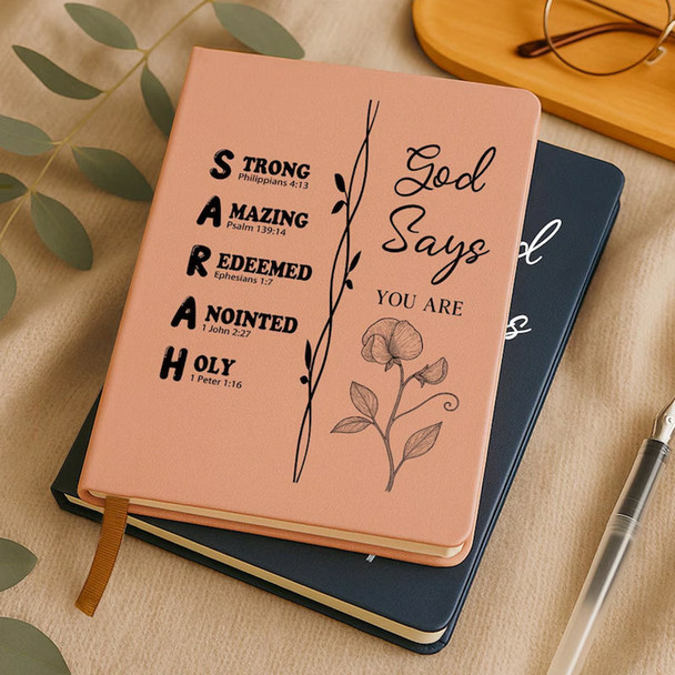Personalized Christian Name Journal With Bible Verses, Custom Scripture Gift for Women