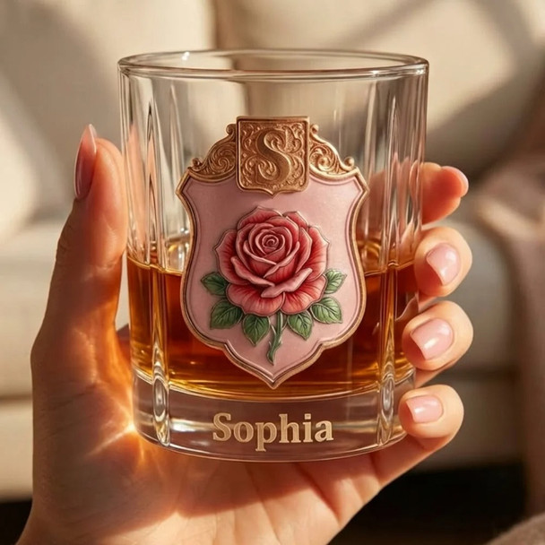 Personalized Birth Flower Whiskey Glass