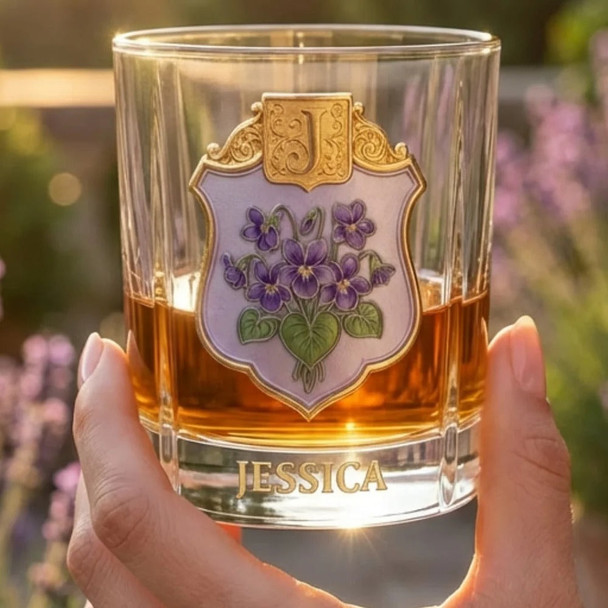 Personalized Birth Flower Whiskey Glass
