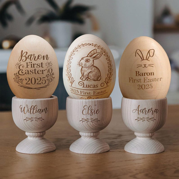 Personalized Musical Wooden Easter Egg Shakers, Engraved Egg Shaker Kids
