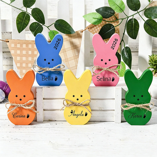 Personalized Easter Peeps, Wooden Easter bunnies with names