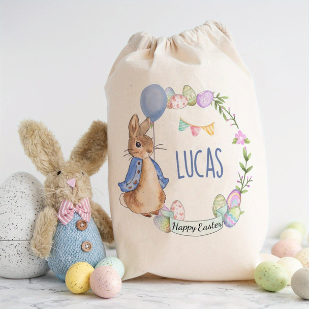 Easter Party Gift Bags, Personalized Bunny Gift Sack