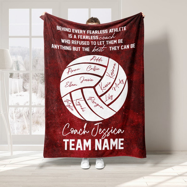 Personalized Volleyball Coach Blanket, Custom Name Soft Cozy Sherpa Fleece Throw Blankets
