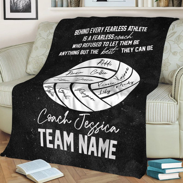 Personalized Volleyball Coach Blanket, Custom Name Soft Cozy Sherpa Fleece Throw Blankets