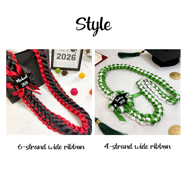 Custom Braided Ribbon Lei, Personalized Graduation Gift Class of 2026