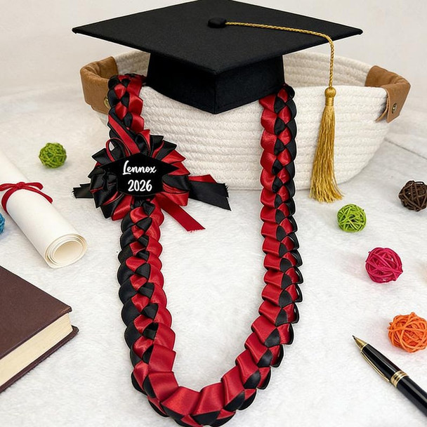 Custom Braided Ribbon Lei, Personalized Graduation Gift Class of 2026