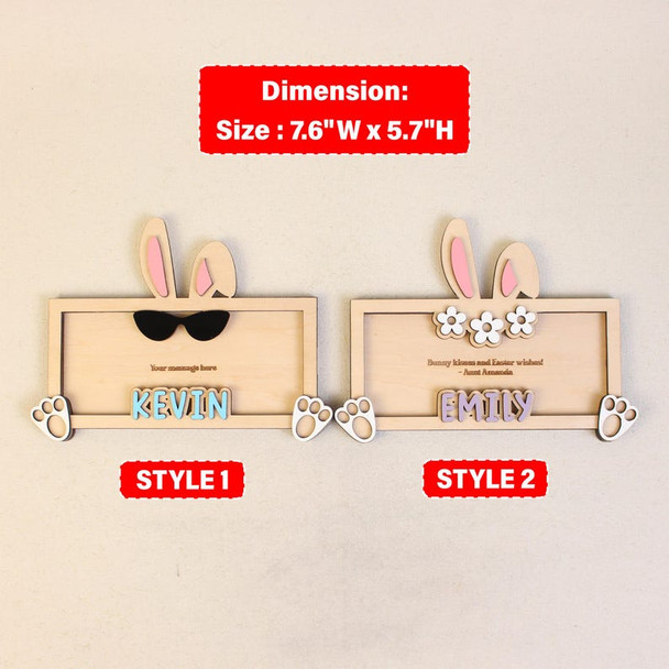 Personalized Name Bunny Money Holder, Wooden Easter Cash Holder Gift for Kids