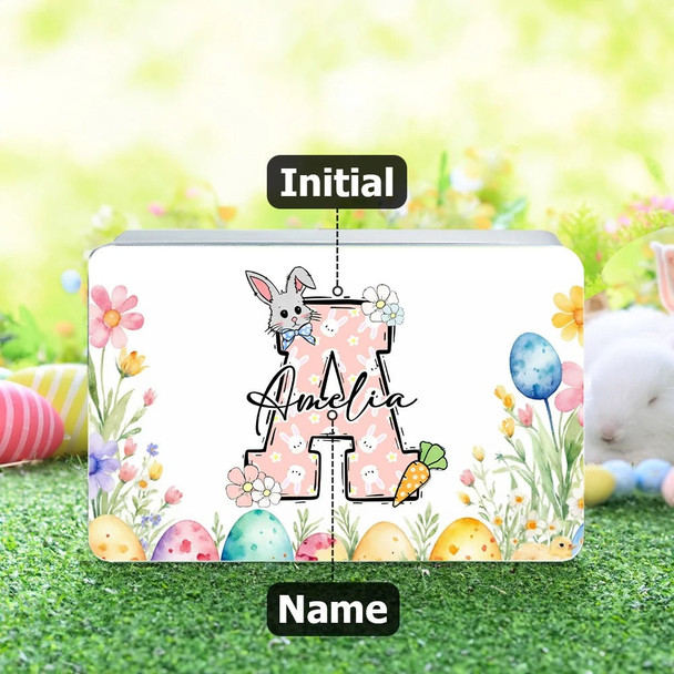 Personalized Cute Easter Bunny Carrot Initial Food-grade Biscuit Tin Storage Box