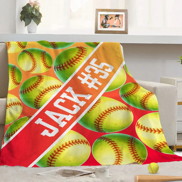 Personalized Baseball Football Soccer Ball Sports Soft Throw Blanket with Text