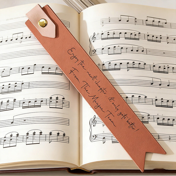 Engraved leather bookmark w/ loop