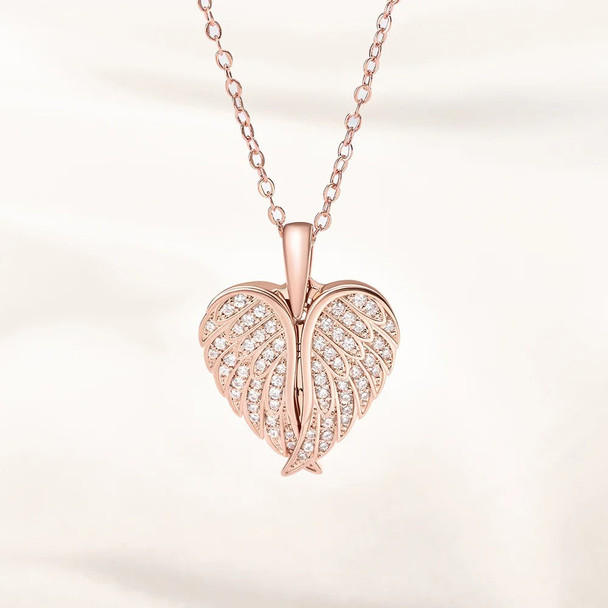 Personalized  Angel Wing Photo Locket Necklace