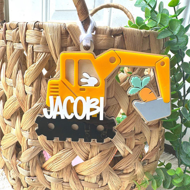 Personalized Construction Truck Easter Basket Tag