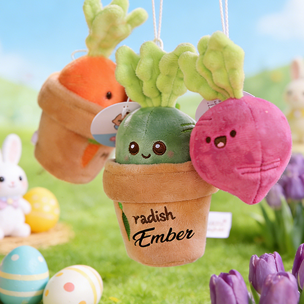 Personalized Easter radish .Pluckable radish plush toy keychain