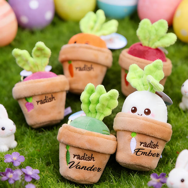 Personalized Easter radish .Pluckable radish plush toy keychain