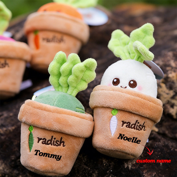 Personalized Easter radish .Pluckable radish plush toy keychain