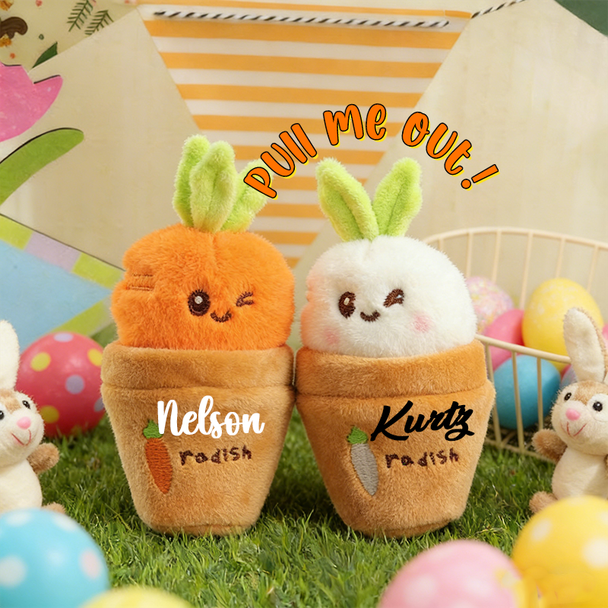 Personalized Easter radish .Pluckable radish plush toy keychain