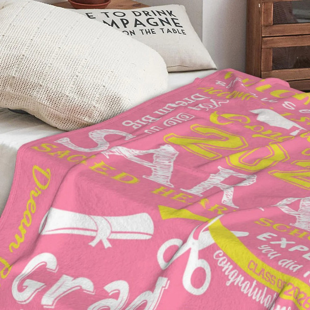 Personalized Graduation Inspiration Multicolor Soft Fleece Name Blanket