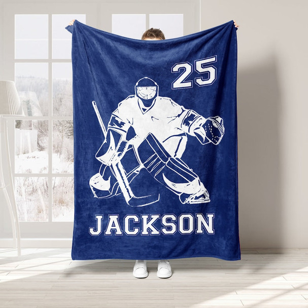 Personalized Hockey Blanket, Custom Name Number Blankets