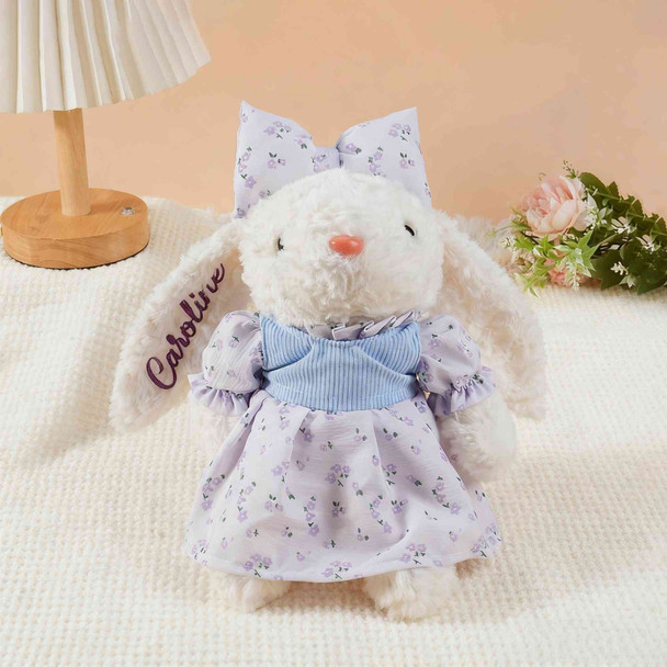 Personalized Easter Bow Bunny Doll Toy with Glitter Name