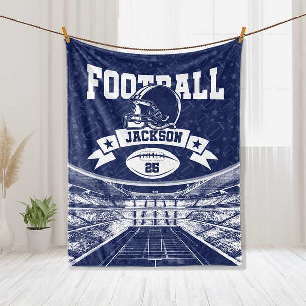 Personalized Football Blanket, Custom Name Number Football Player Blankets