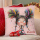 Personalized Cute Cartoon Quirky Girl Throw Pillow Cover with Name