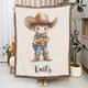 Personalized Cartoon Cowboy Tassel Blanket with Name
