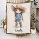 Personalized Cartoon Cowboy Tassel Blanket with Name