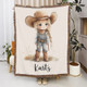 Personalized Cartoon Cowboy Tassel Blanket with Name
