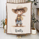 Personalized Cartoon Cowboy Tassel Blanket with Name