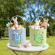 Personalized Cute Bunny Initial Flower Plaid Easter Basket with Name