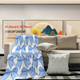 Customizable Name Light Blue Bowknot Pattern Flannel Fleece Blanket