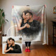 Custom Couple Watercolor Portrait Blanket, Photo To Painting