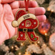 Personalized Christmas Letter Ornament, Custom Kids Name Ornament, Santa Hat Initial Ornament