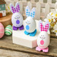 Personalized Colorful Floral Plaid Cute Easter Bunny Eggs Decoration with Name Set of 3