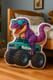 Personalized Dinosaur Driving Monster Truck Pillow