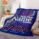 Personalized Custom Name/Text Blue Flannel Blanket